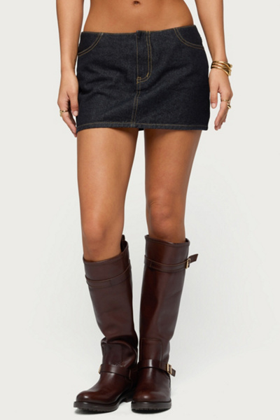 Edikted Leire No Waistband Denim Mini Skort