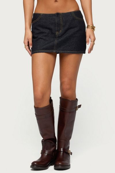 Edikted Leire No Waistband Denim Mini Skort