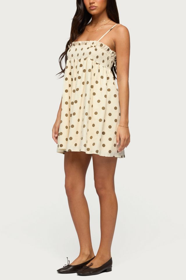 Edikted Polka Dot Linen Look Mini Dress #1