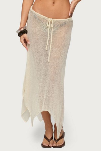 Edikted Isla Handkerchief Sheer Knit Midi Skirt