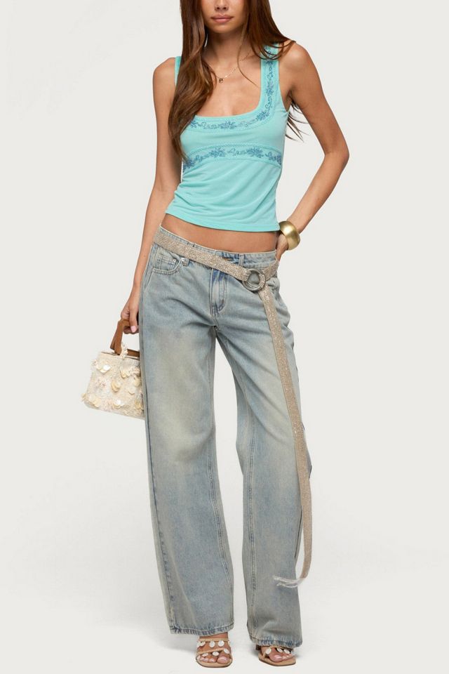 Edikted Isiadora Beaded Scoop Neck Tank Top #1