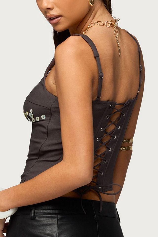 Edikted Libbie Iridescent Button Corset #4