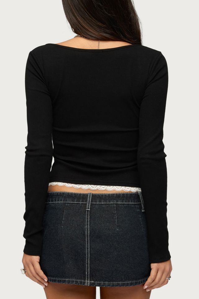 Edikted Joana Layered Lacey Henley Top #4