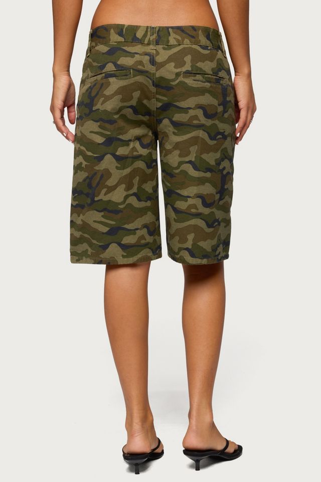 Edikted Camo Denim Low Rise Bermuda Shorts #3