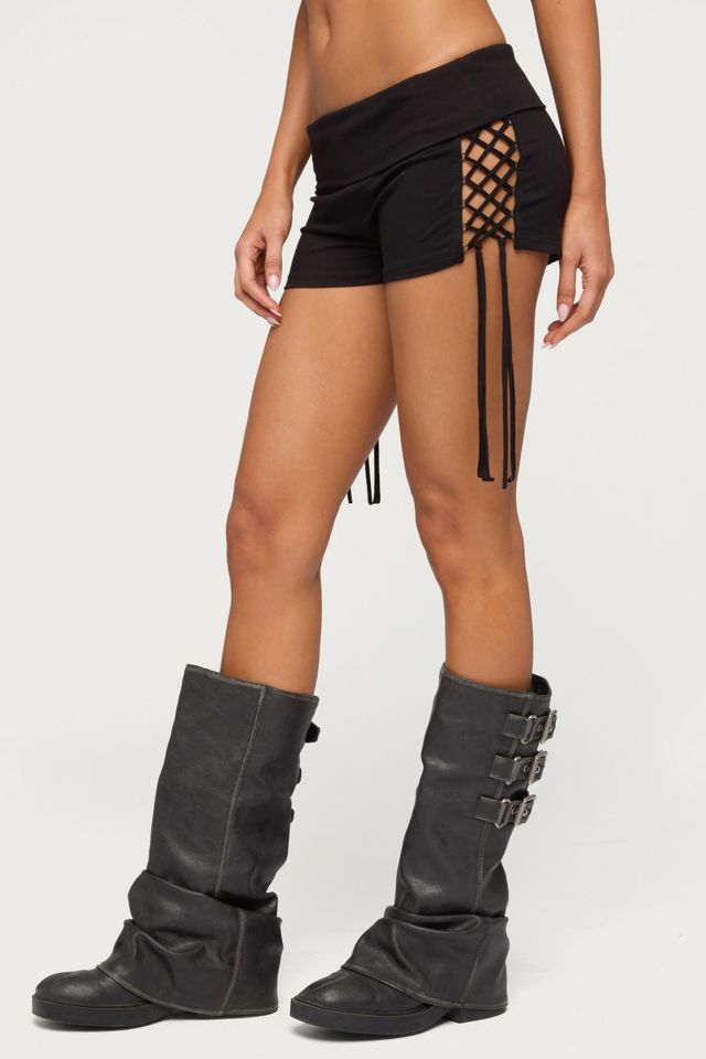 Edikted Saffyre Lace Up Foldover Shorts #2