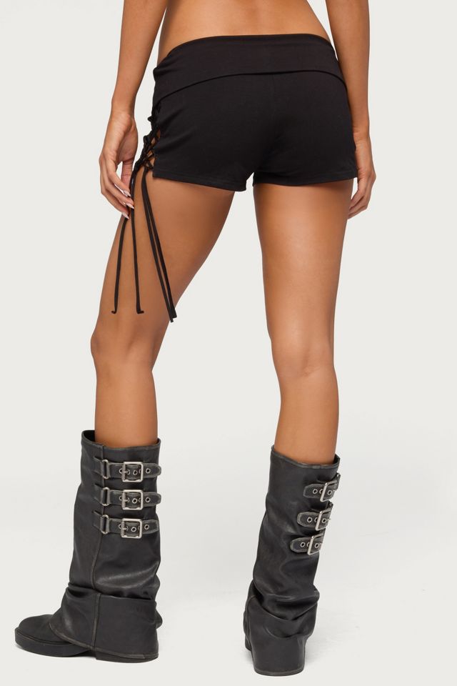 Edikted Saffyre Lace Up Foldover Shorts #3