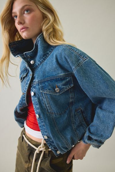 Steve Madden Allyson Funnel Neck Denim Jacket