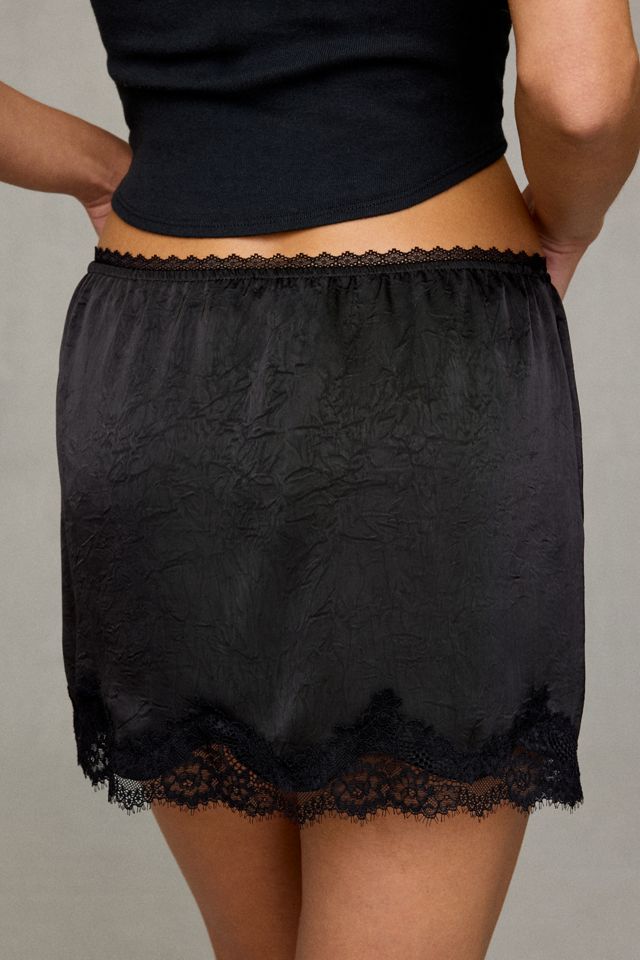 Steve Madden Cindi Lace Trim Satin Mini Skirt #1