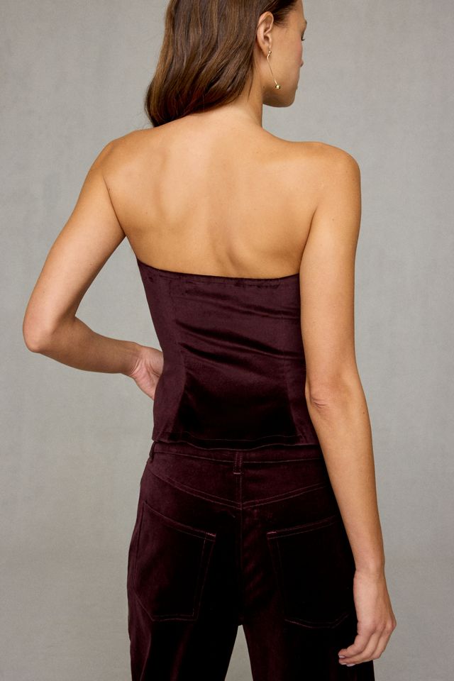 Steve Madden Dawnette Velvet Strapless Peplum Top #2
