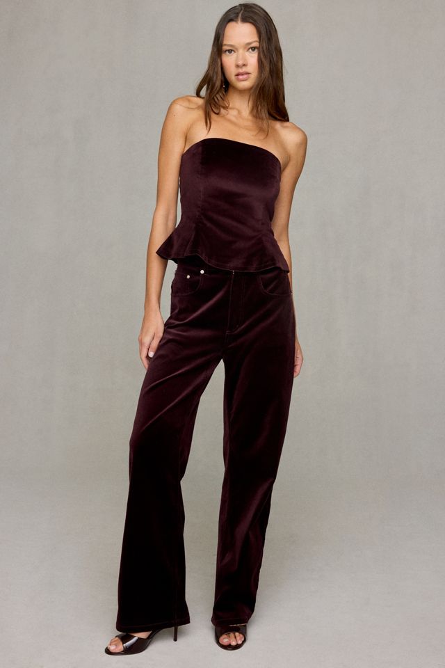 Steve Madden Dawnette Velvet Strapless Peplum Top #3