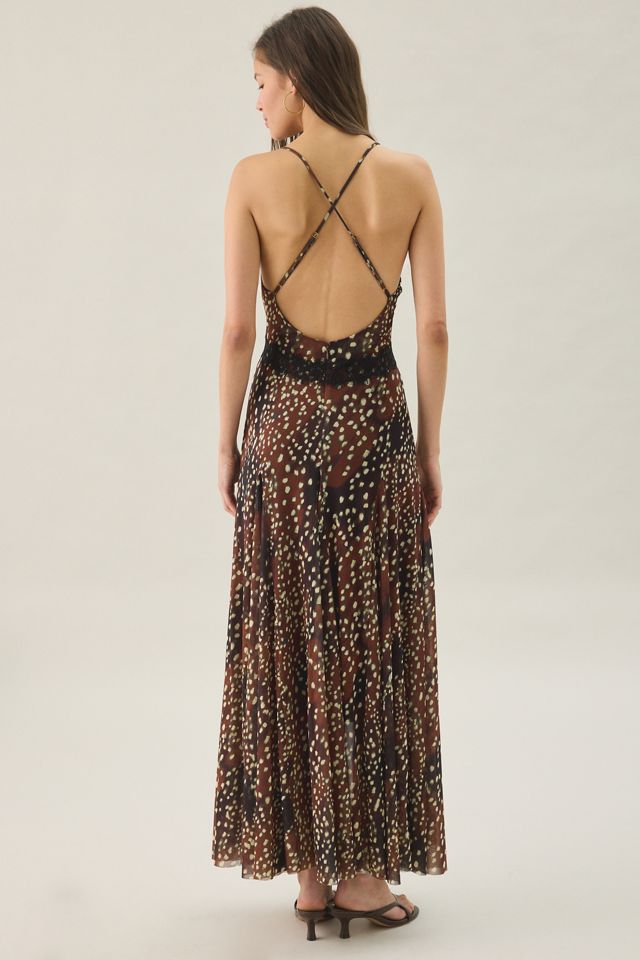 Steve Madden Em Doe Print Lace Trim Maxi Dress #3