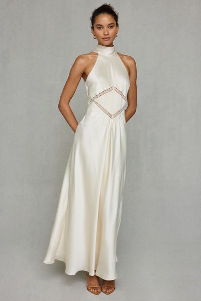Steve Madden Emmalie High Neck Satin Maxi Dress