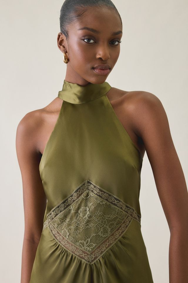 Robe longue à col montant en satin Emmalie de Steve Madden #1