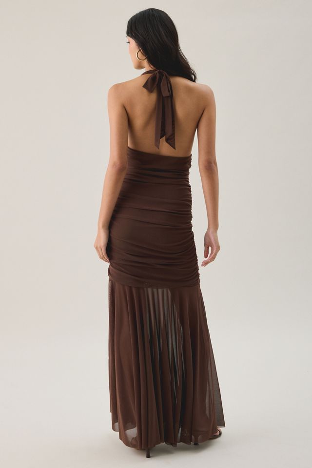 Steve Madden Evera Gathered Mesh Halter Neck Maxi Dress #4