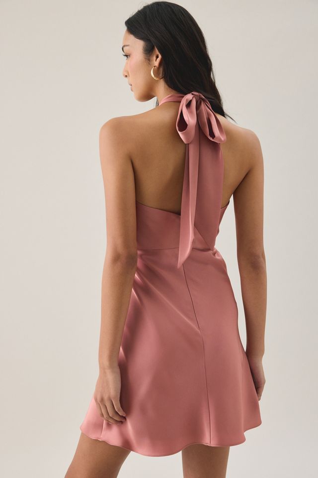 Steve Madden Eviana Satin Halter Mini Dress #4