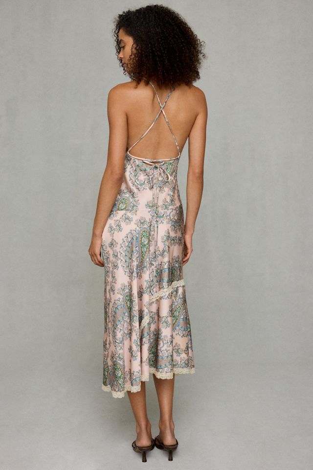 Steve Madden Kamryn Asymmetric Lace Trim Slip Midi Dress #3
