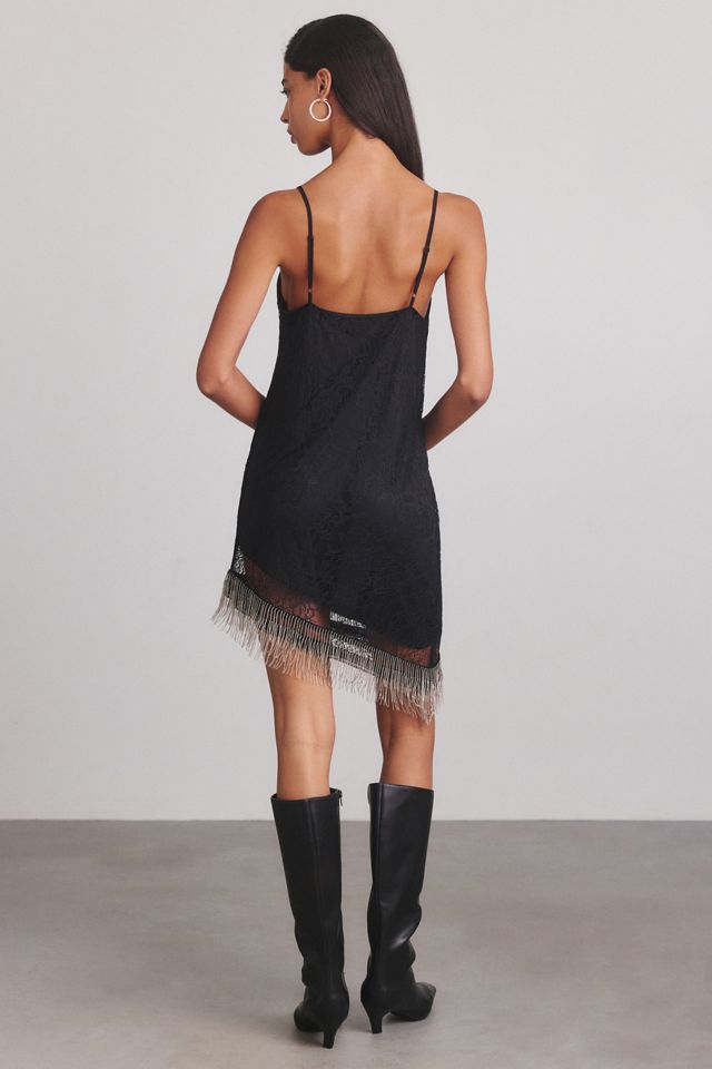 Steve Madden Jessika Lace Asymmetric Fringe Mini Dress #3