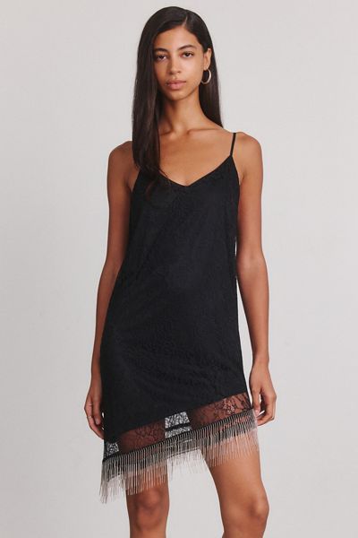 Steve Madden Jessika Lace Asymmetric Fringe Mini Dress