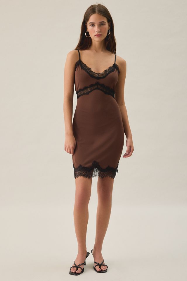 Steve Madden Laurine Lace Trim Slip Mini Dress #1