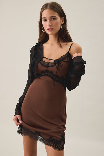 Steve Madden Laurine Lace Trim Slip Mini Dress