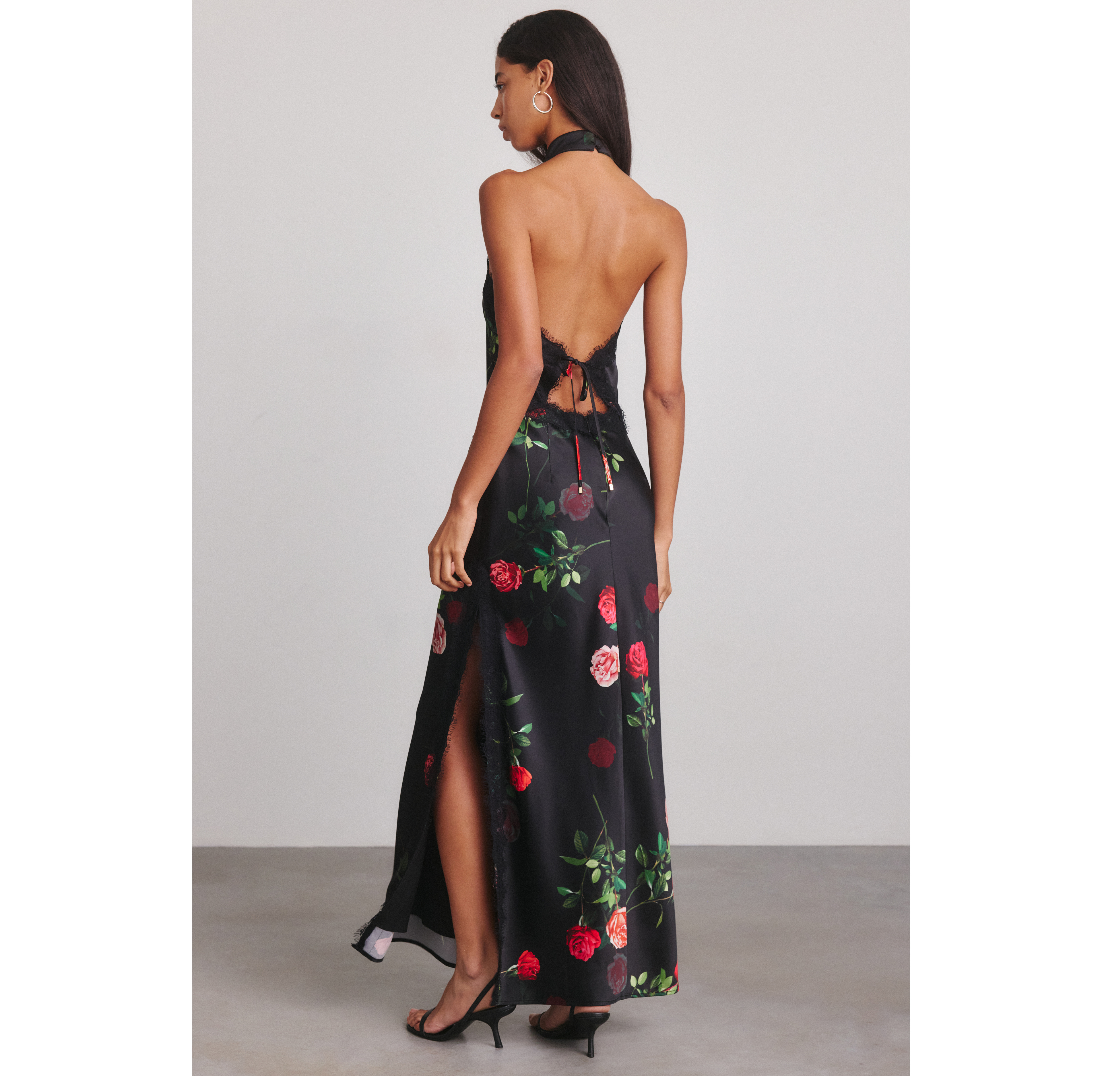 Steve Madden Lillenne Rose Garden High Halter Neck Maxi Dress