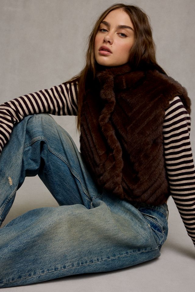 Steve Madden Luxie Funnel Neck Faux Fur Vest #3