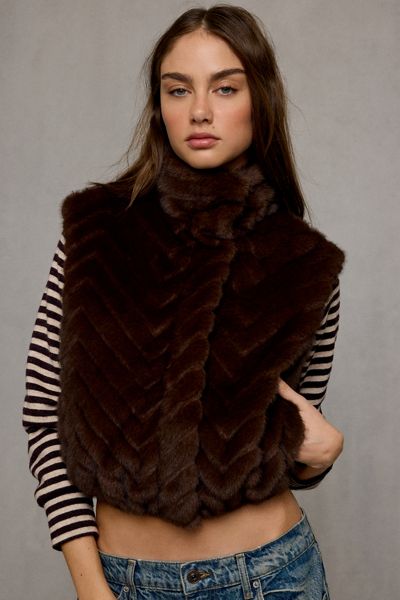 Steve Madden Luxie Funnel Neck Faux Fur Vest