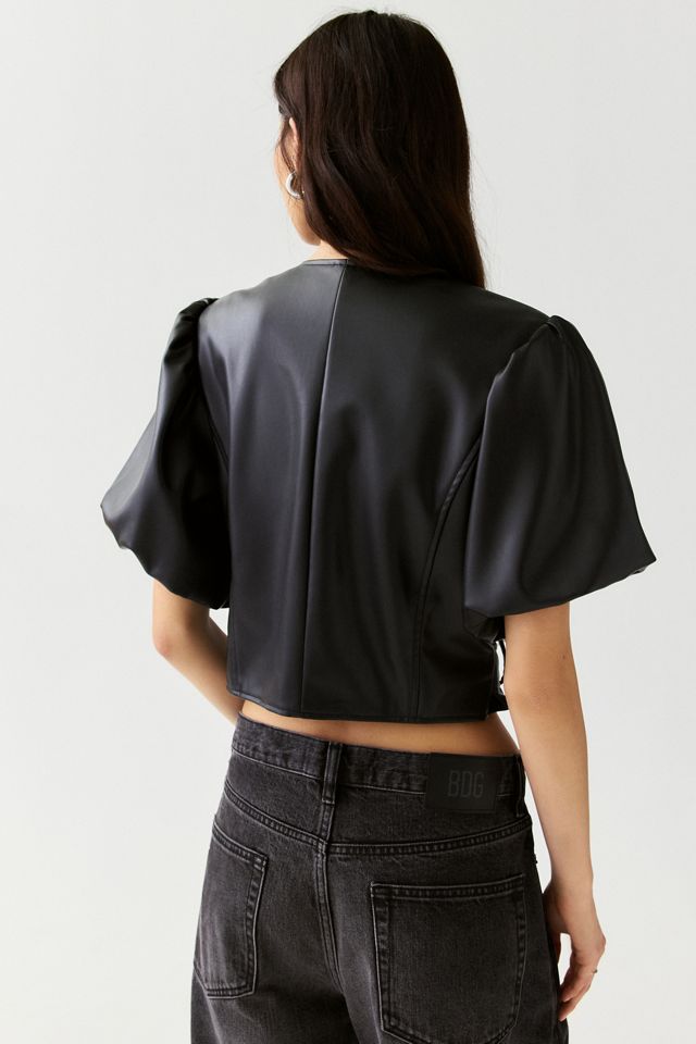 Steve Madden Madlin Faux Leather Moto Top #4