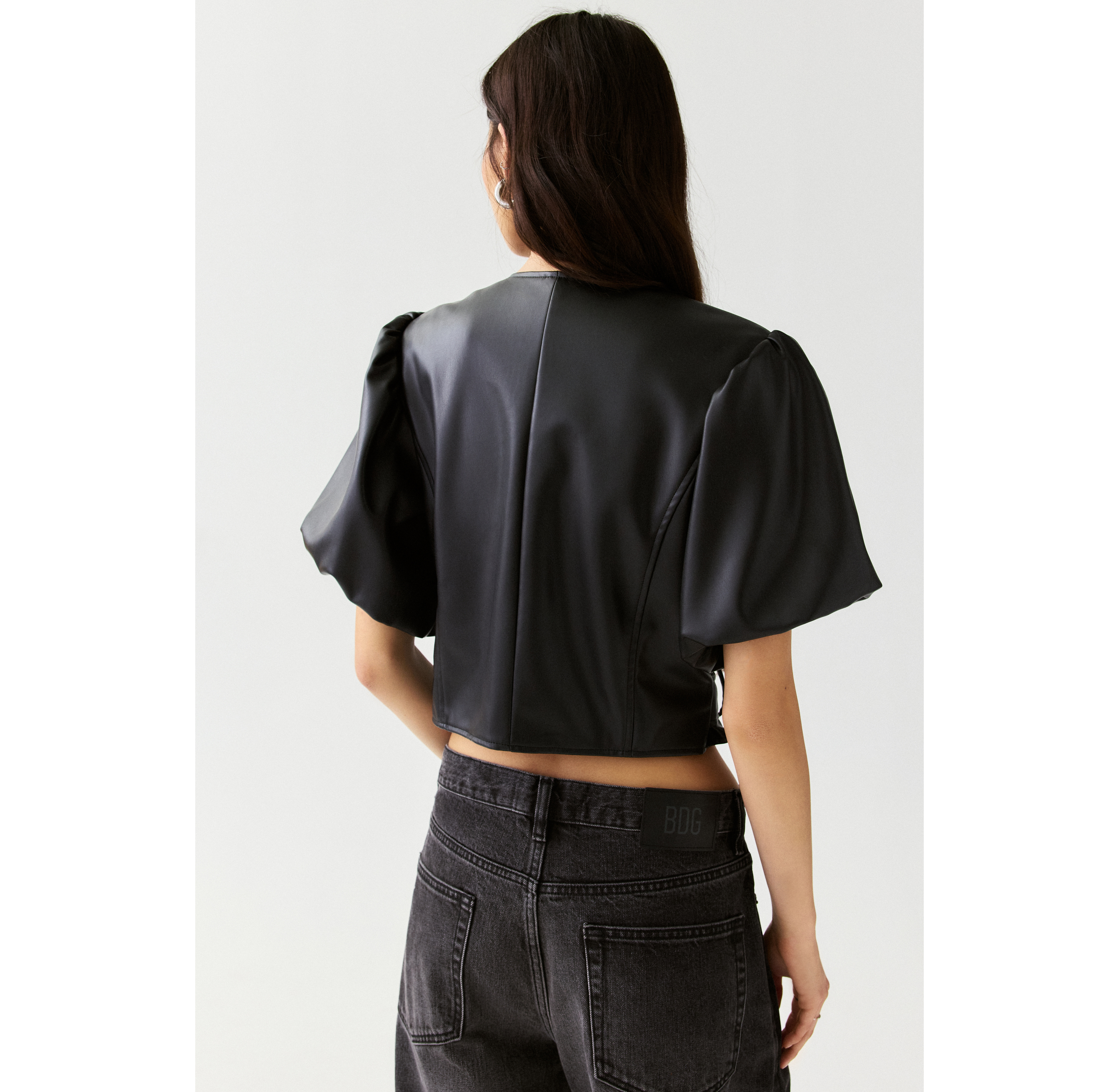 Steve Madden Madlin Faux Leather Moto Top