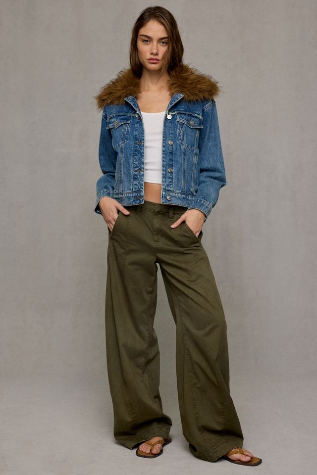 Steve Madden Marky Faux Fur Trim Denim Jacket #2