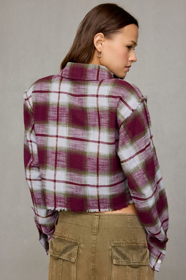 Steve Madden Marlow Cropped Flannel Shirt Jacket #1