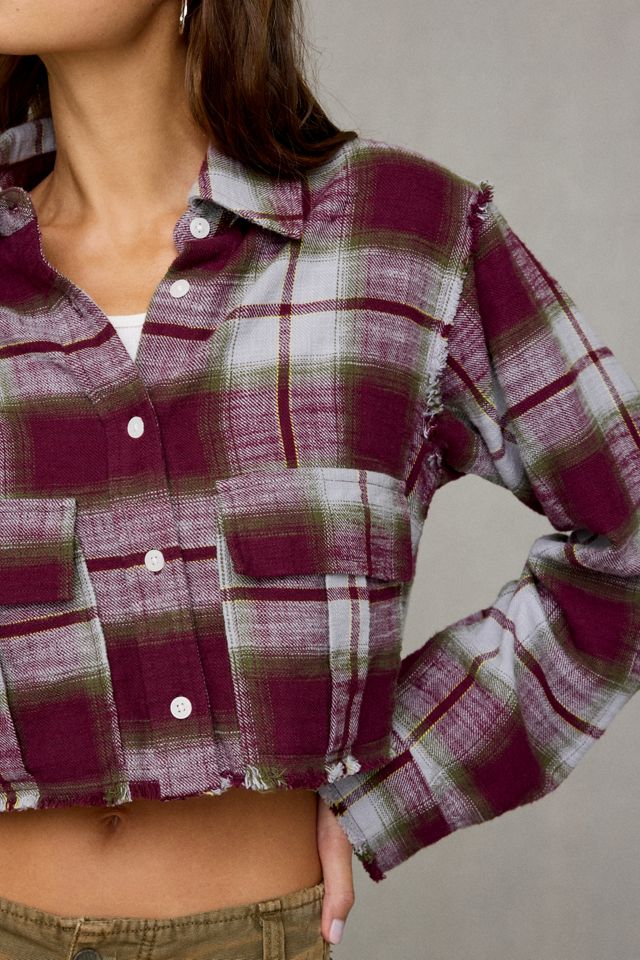 Steve Madden Marlow Cropped Flannel Shirt Jacket #2