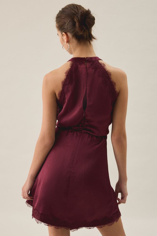 Steve Madden Monna Asymmetric Lace Trim Satin Mini Dress #2