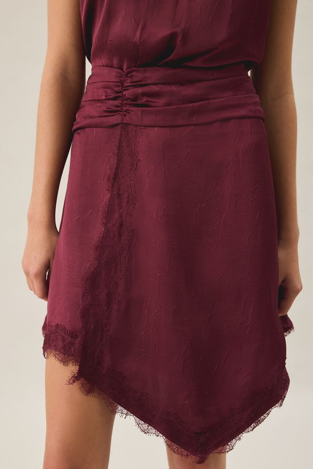 Steve Madden Monna Asymmetric Lace Trim Satin Mini Dress #3