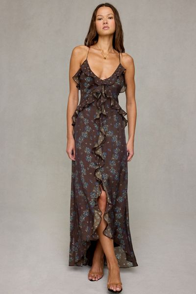 Steve Madden Roselyn Cascading Ruffle High-Low Maxi Dress