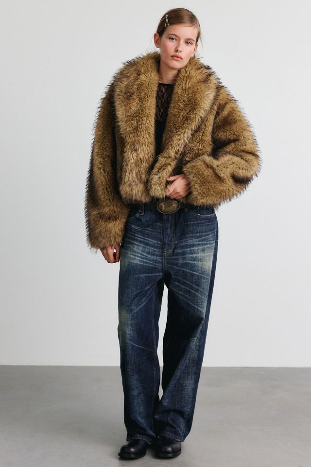 Steve Madden Roe Shawl Collar Faux Fur Coat #1