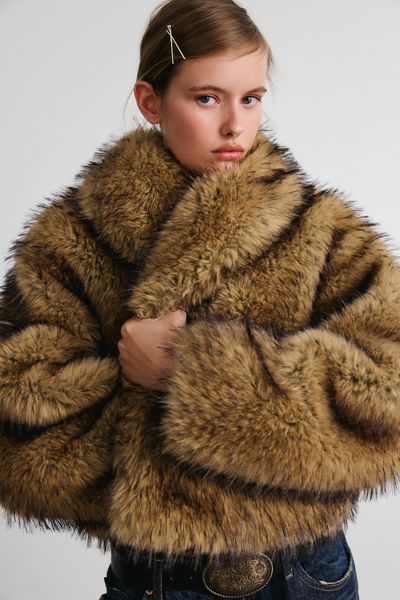 Steve Madden Roe Shawl Collar Faux Fur Coat