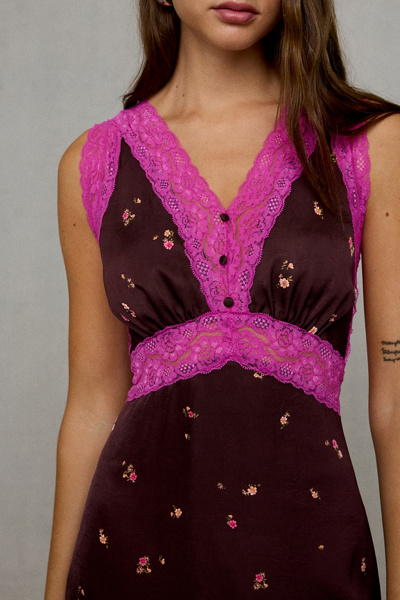Steve Madden Savanna Lace Trim Slip Mini Dress