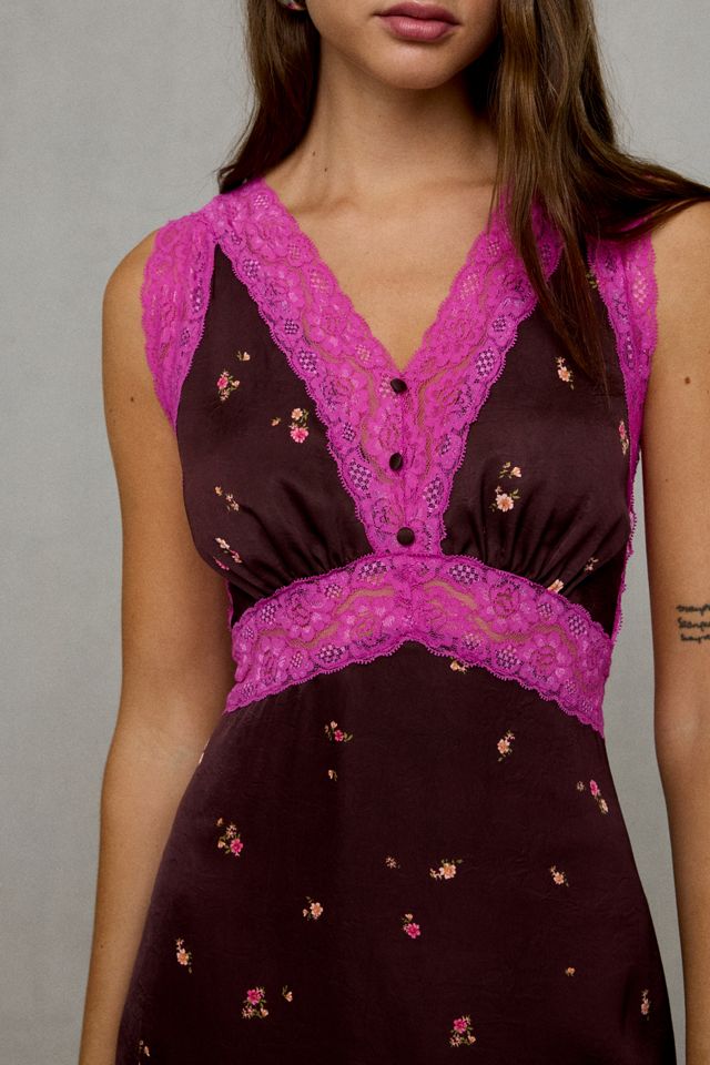 Steve Madden Savanna Lace Trim Slip Mini Dress #2