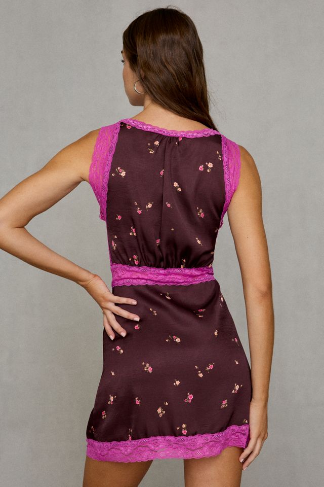 Steve Madden Savanna Lace Trim Slip Mini Dress #3