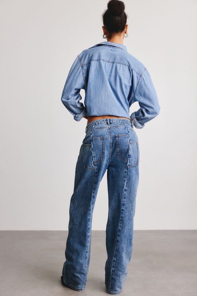 Steve Madden Sydnee Seamed High-Rise Barrel Leg Jeans #3
