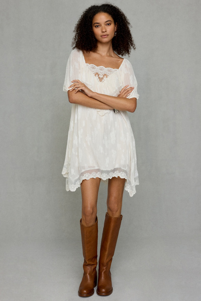 Steve Madden Vickie Lace Trim Babydoll Mini Dress