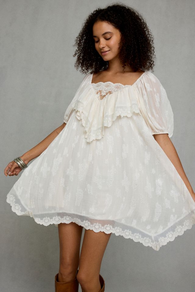 Steve Madden Vickie Lace Trim Babydoll Mini Dress #1