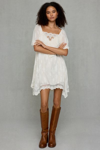 Steve Madden Vickie Lace Trim Babydoll Mini Dress