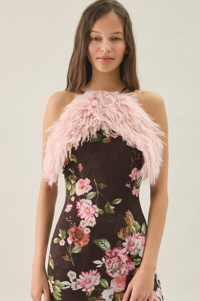 AFRM Jeffries Faux Fur Trim High Neck Maxi Dress #1