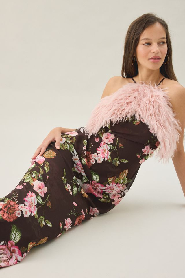 AFRM Jeffries Faux Fur Trim High Neck Maxi Dress #3
