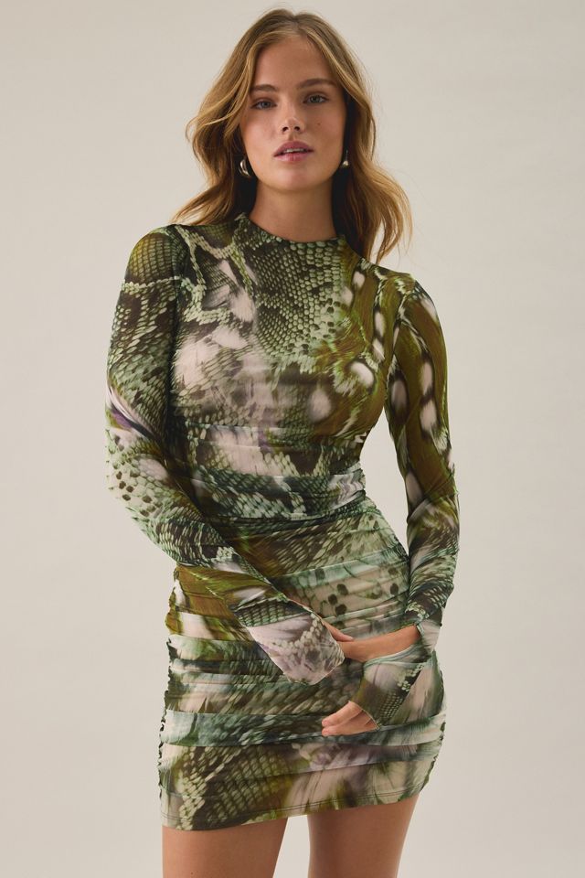 AFRM Darcie Mesh Mockneck Long Sleeve Bodycon Mini Dress #3