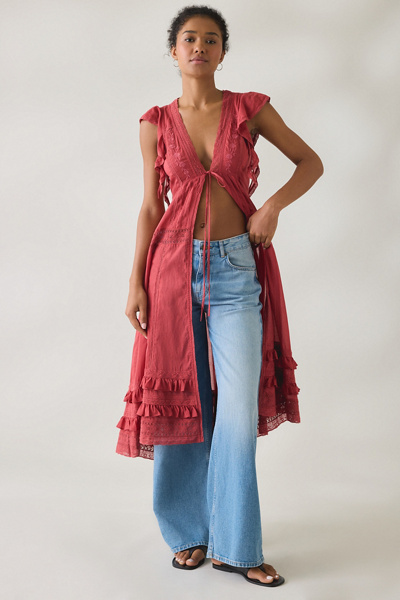 Kimchi Blue Forever Your Arms Lace Trim Flyaway Maxi Top