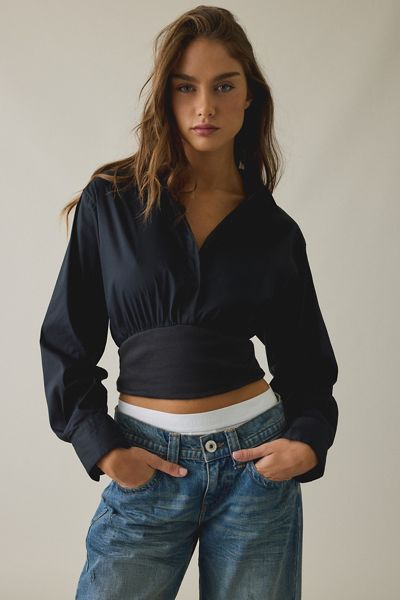 BDG In The Mix Cropped Button-Down Shirt