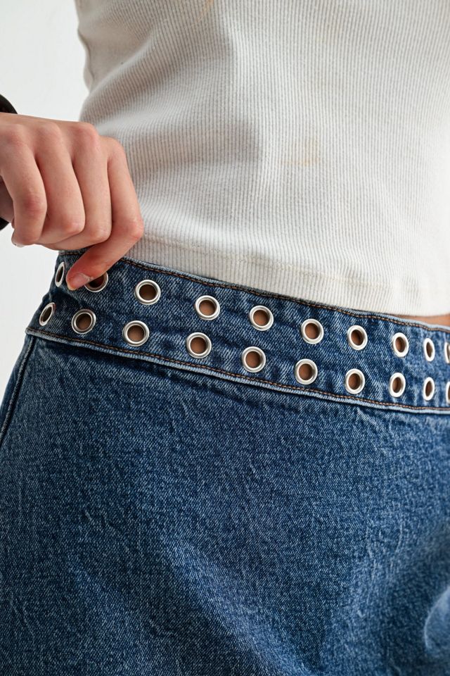 Jemina Denim Orbit Grommet Micro Skirt #2